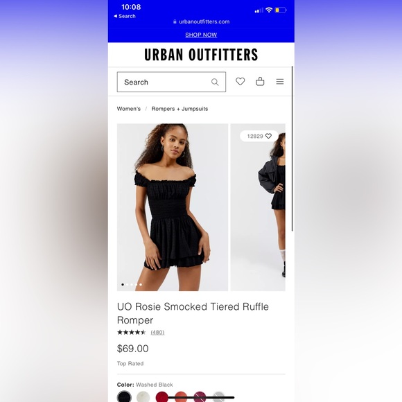 UO Rosie Smocked Tiered Ruffle Romper - Picture 3 of 3